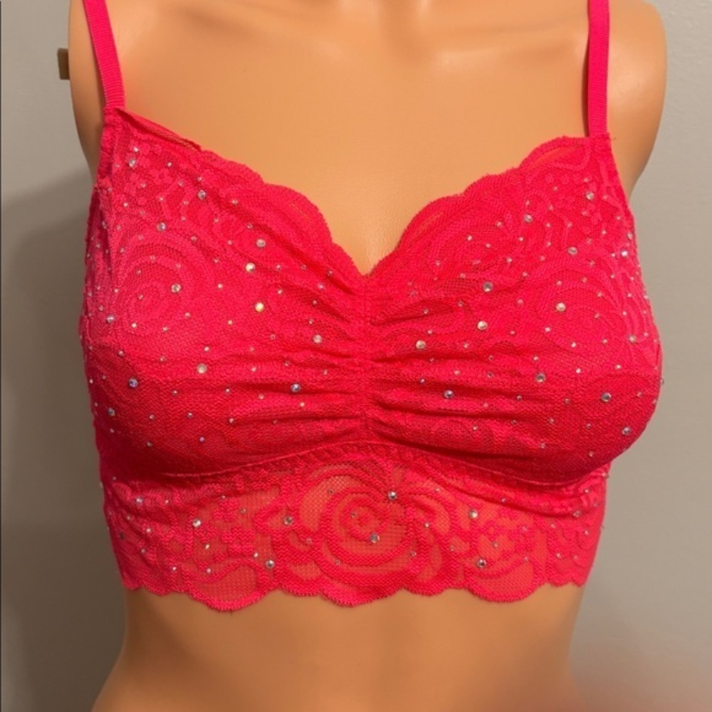 PINK Victoria's Secret Bright Pink Lace Bandeau